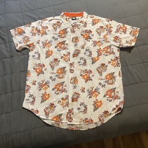 Superman Hawaiian Shirt Men's XL DC Comics Tropical Button Floral Print